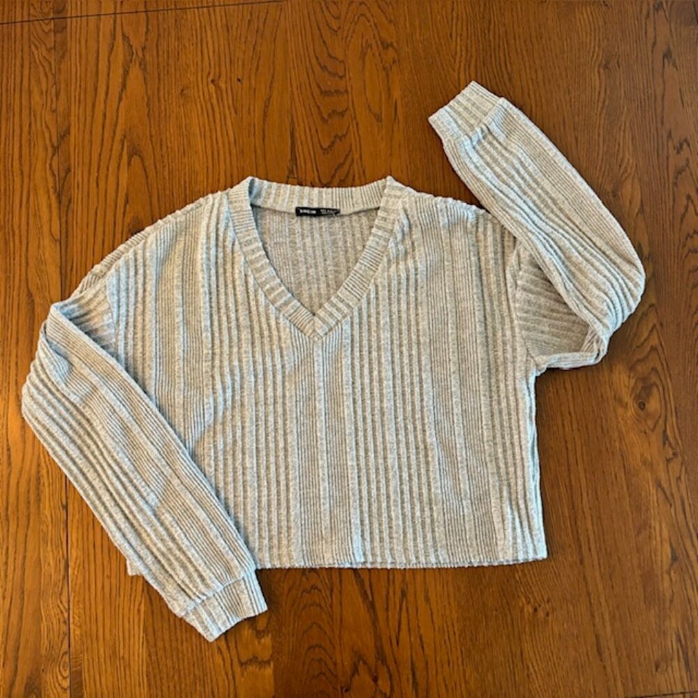 Women's Top Shirt Gray Cropped Crop Shein Size Medium